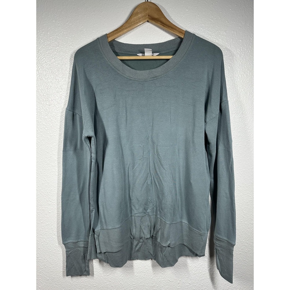 Athleta Sweatshirt Womens Small Sage‎ Green Pullover Thumbholes Drop Shoulder